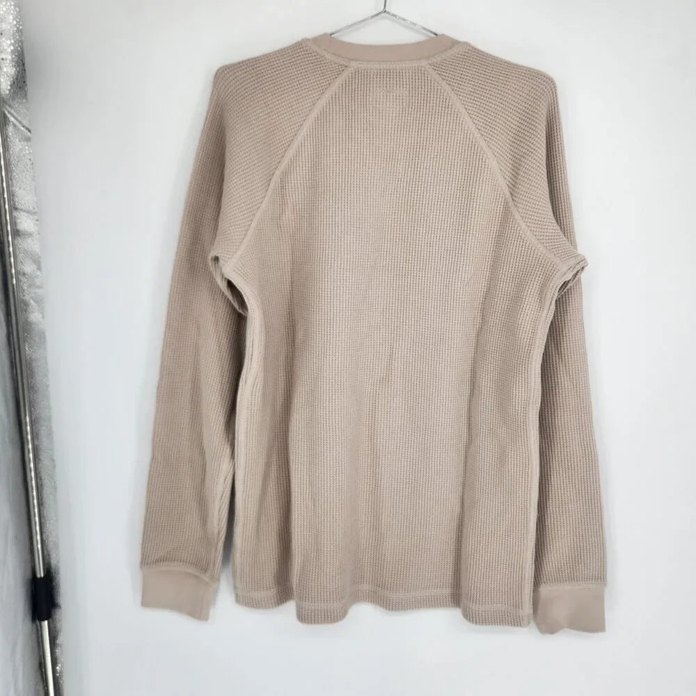 LL Bean Men's Medium‎ Oyster Shell Signature Waffle Crewneck Sweater NWT